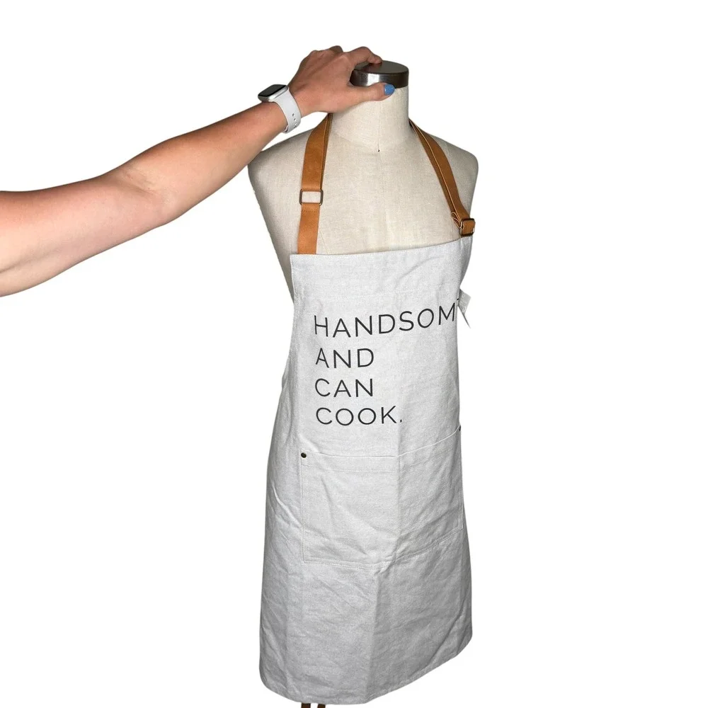 PLH Porter Lane Home Apron Gray Handsome And Can Cook Graphic Men's OS NWT